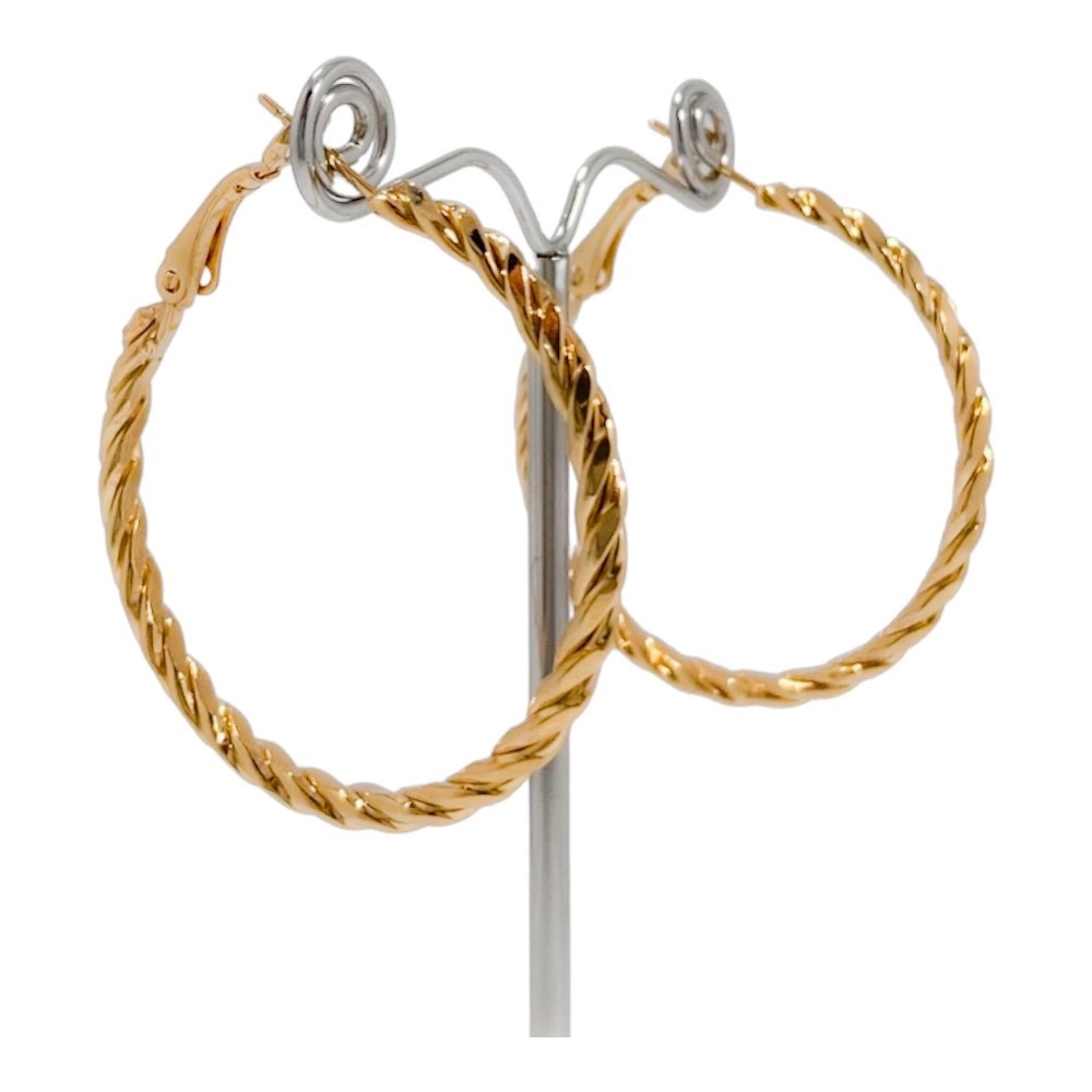 Fashion Twisted Gold Hoop Earrings